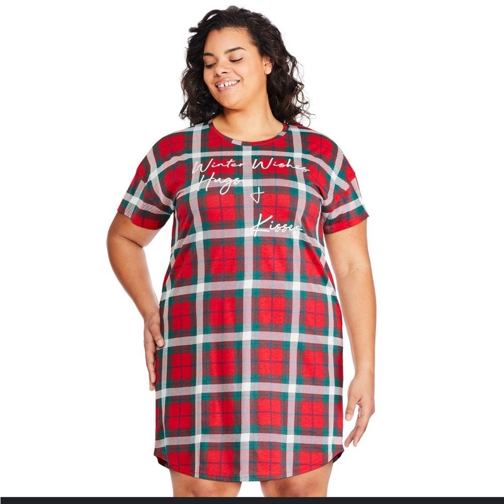 NWOT George Women's Red and Blue Plaid Nightshirt